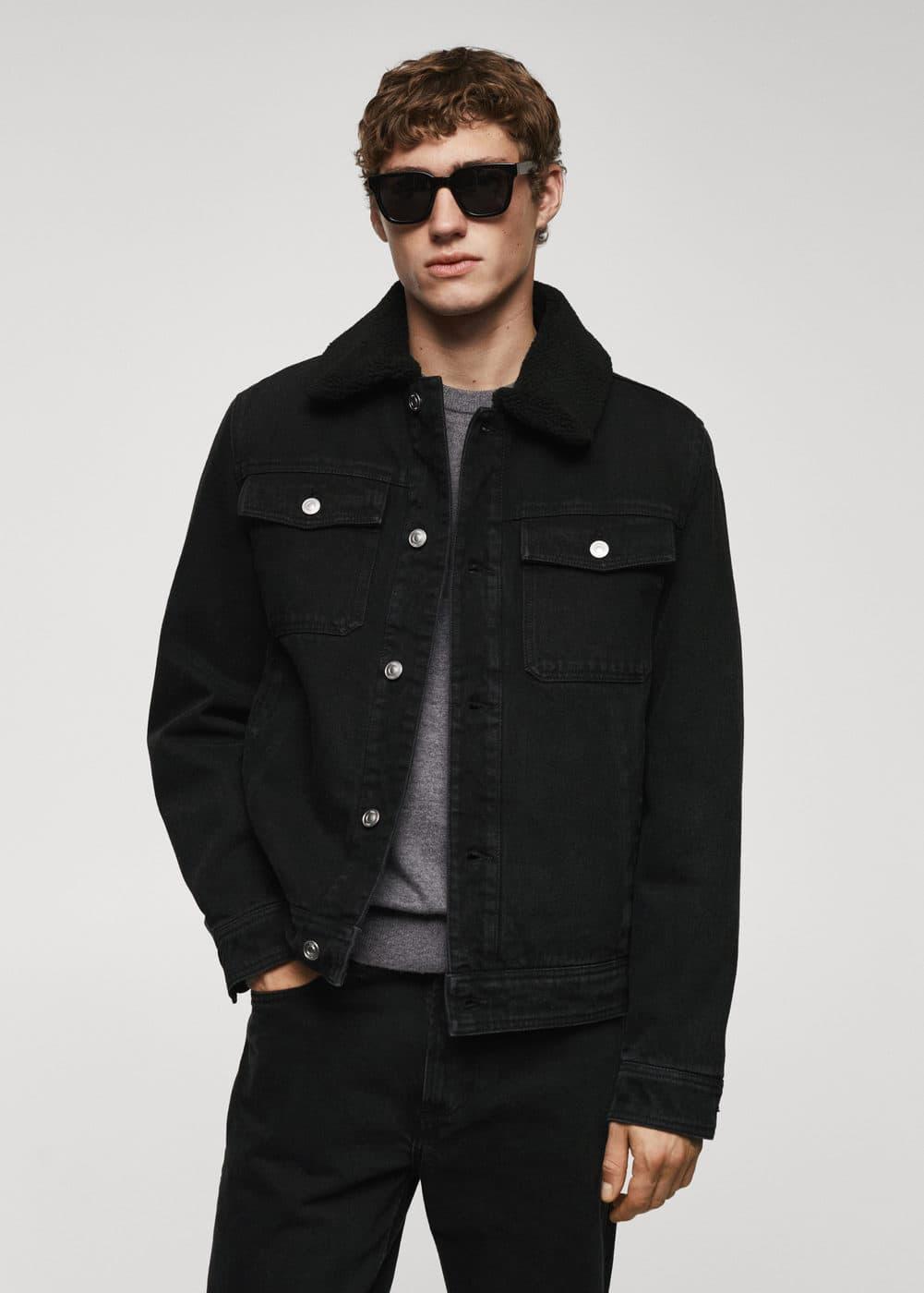 MANGO MAN - Shearling denim jacket black denimMen Product Image