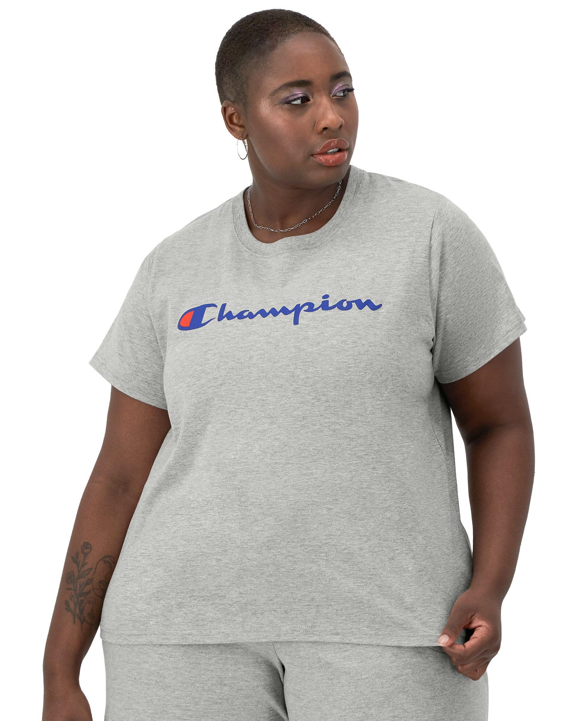 Womens Champion Classic T-Shirt, Script Logo (Plus Size) Black 1X Product Image