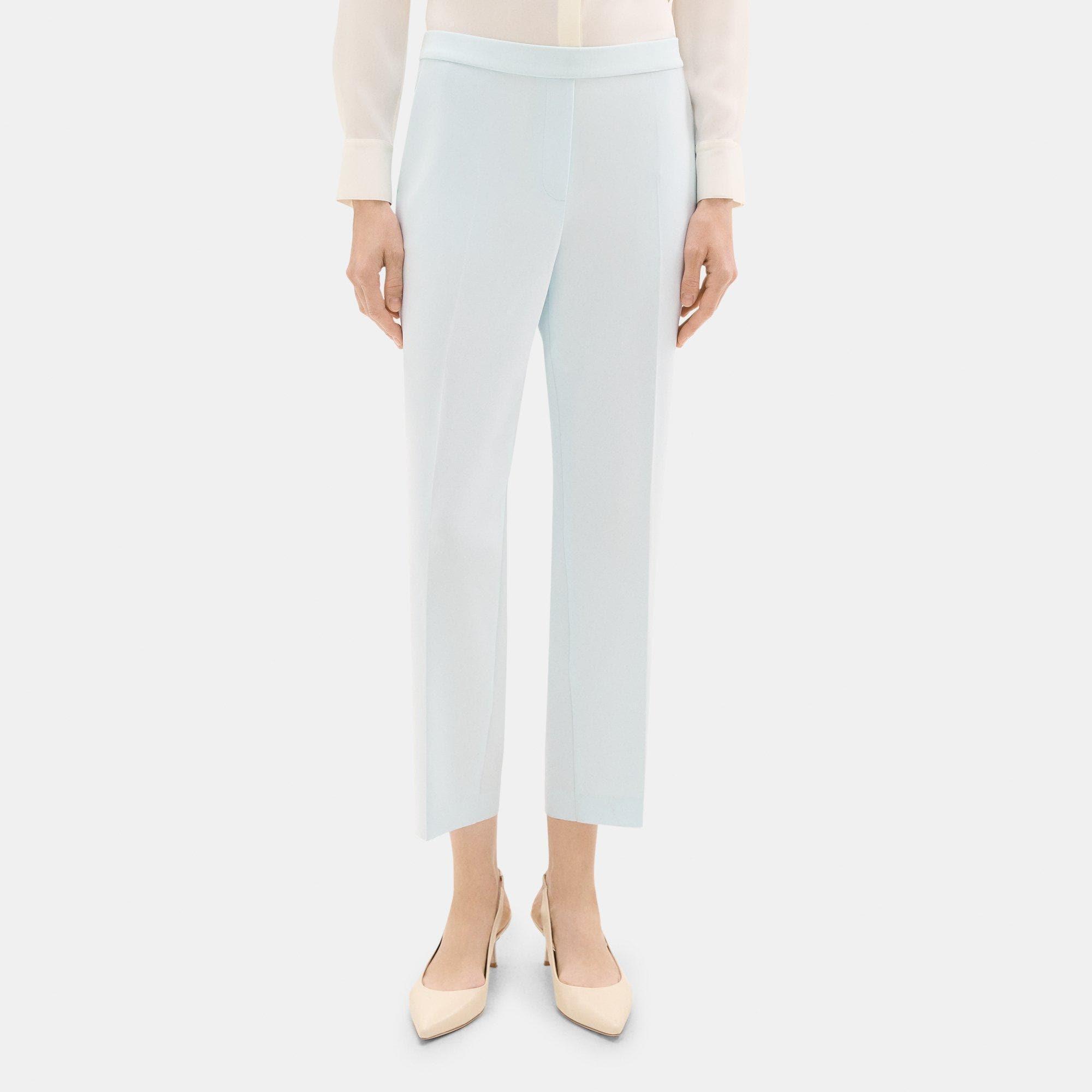 Crepe Cropped Slim Pull-On Pant | Theory Outlet Product Image