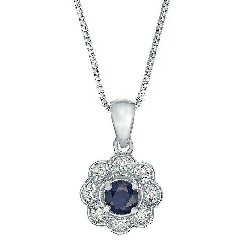 Gemminded Sterling Silver Sapphire & Diamond Accent Pendant Necklace, Womens Product Image