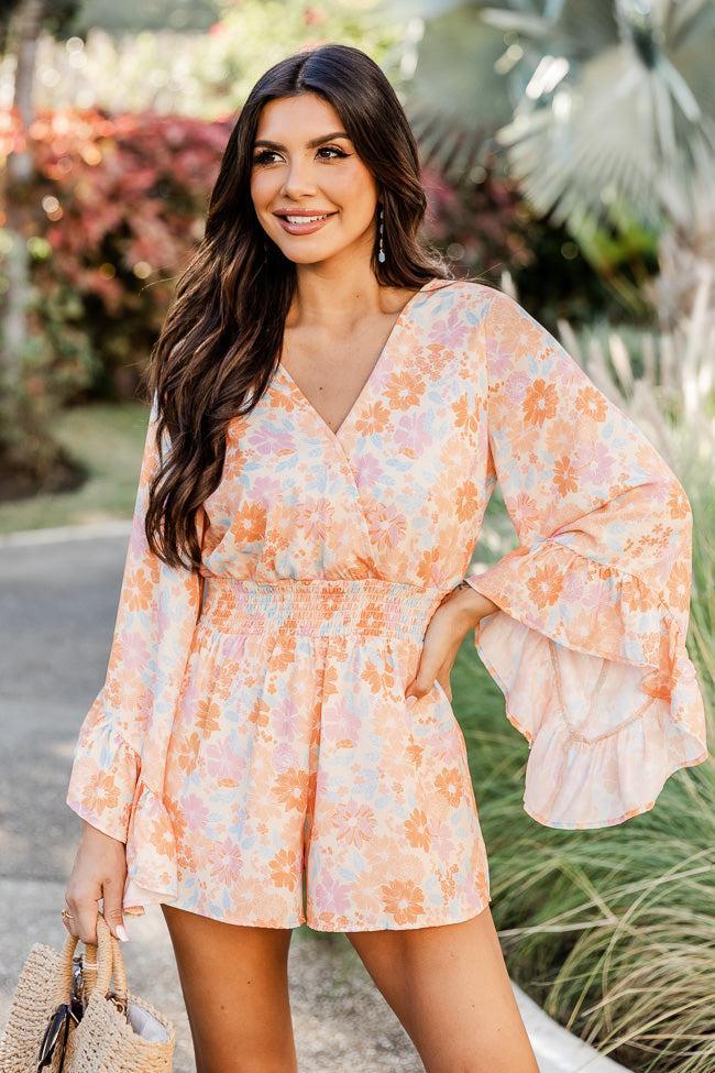 I Keep Hoping Floral Orange Romper FINAL SALE Product Image