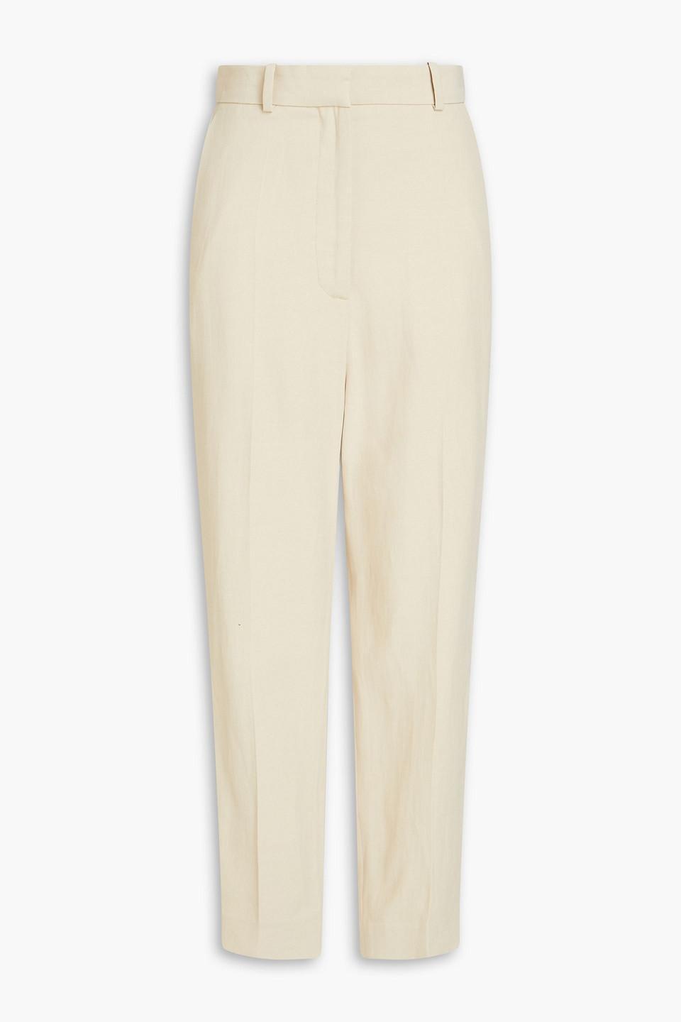 TOTÊME Woven Pleated Tapered Pants In Beige Product Image