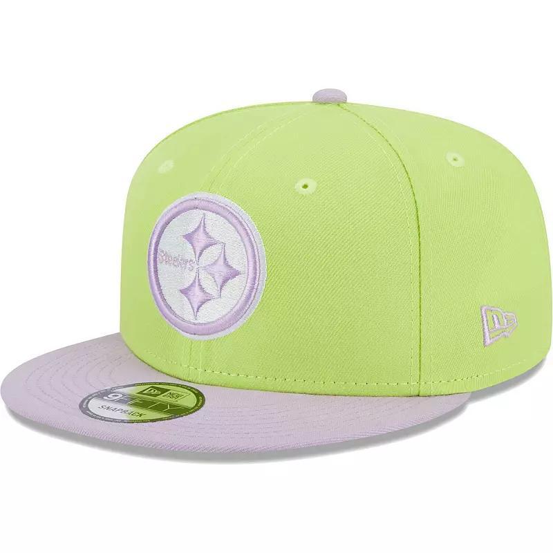 Mens New Era Neon Green/Lavender Pittsburgh Steelers Two-Tone Color Pack 9FIFTY Snapback Hat Product Image