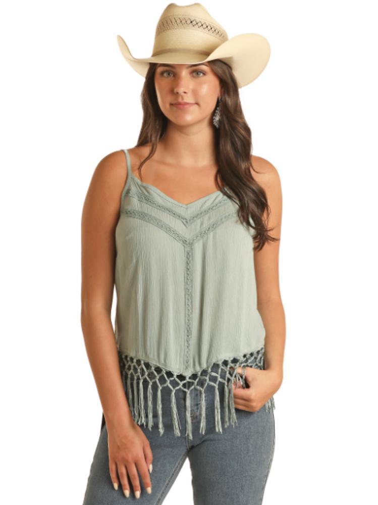 Rock & Roll Denim® Ladies' Lace Inset Crepe Cami Product Image