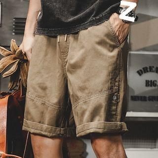 Drawstring Waist Plain Shorts Product Image