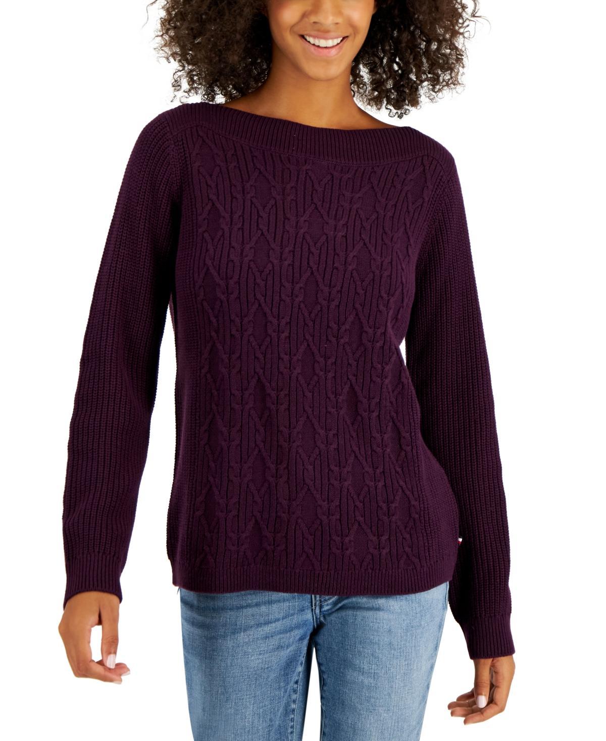 Tommy Hilfiger Womens Cable-Knit Pullover Sweater Product Image