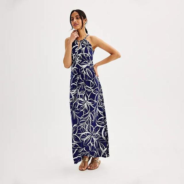 Womens London Times Scroll Halter Maxi Dress Product Image