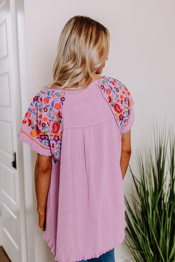 Loving The Sun Embroidered Top In Lavender Product Image