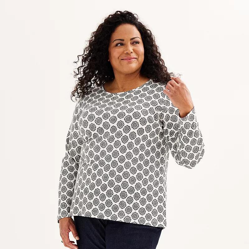 Plus Size Croft & Barrow Essential Crewneck Long Sleeve Tee, Womens Product Image