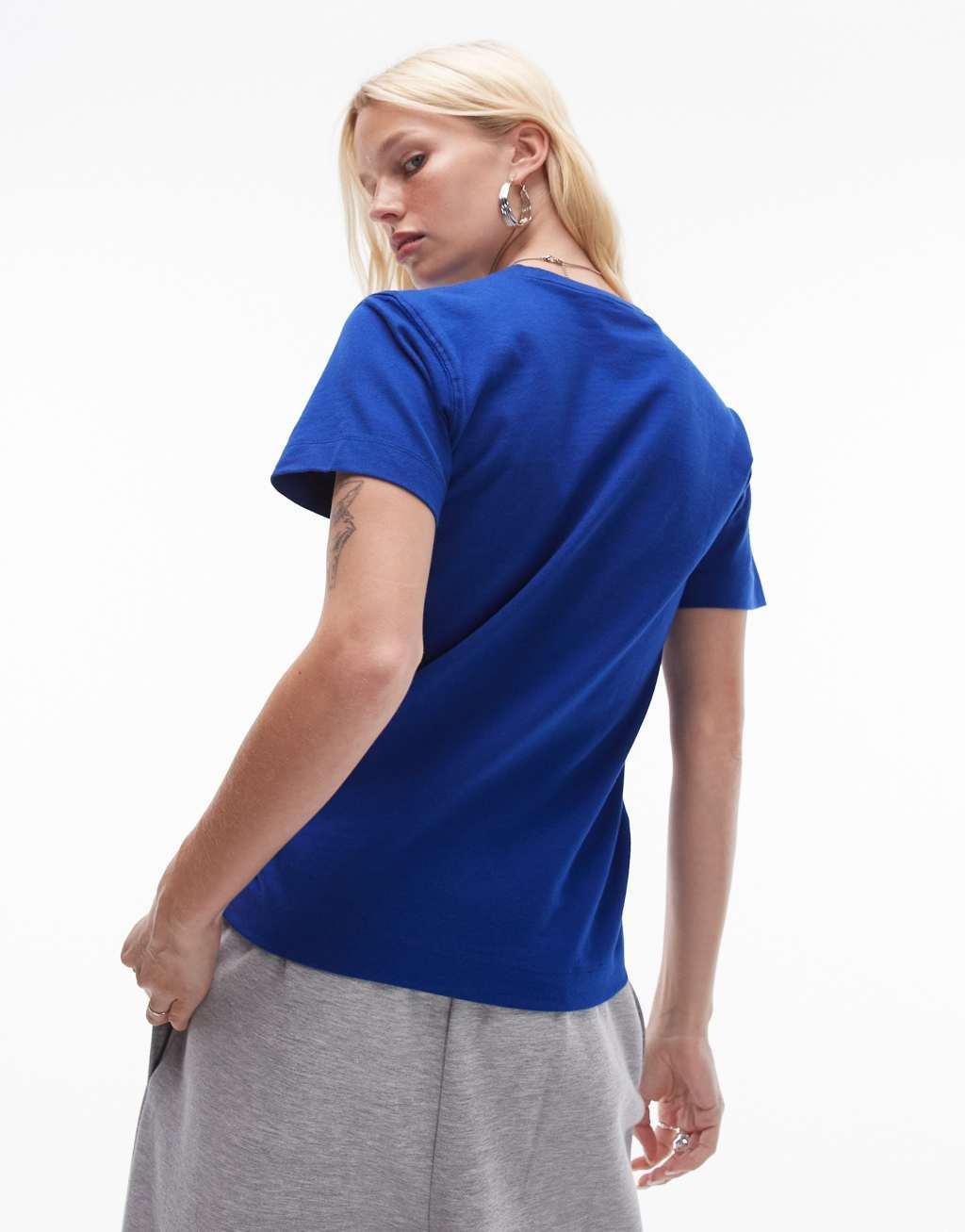 Topshop shrunken tee in cobalt Product Image