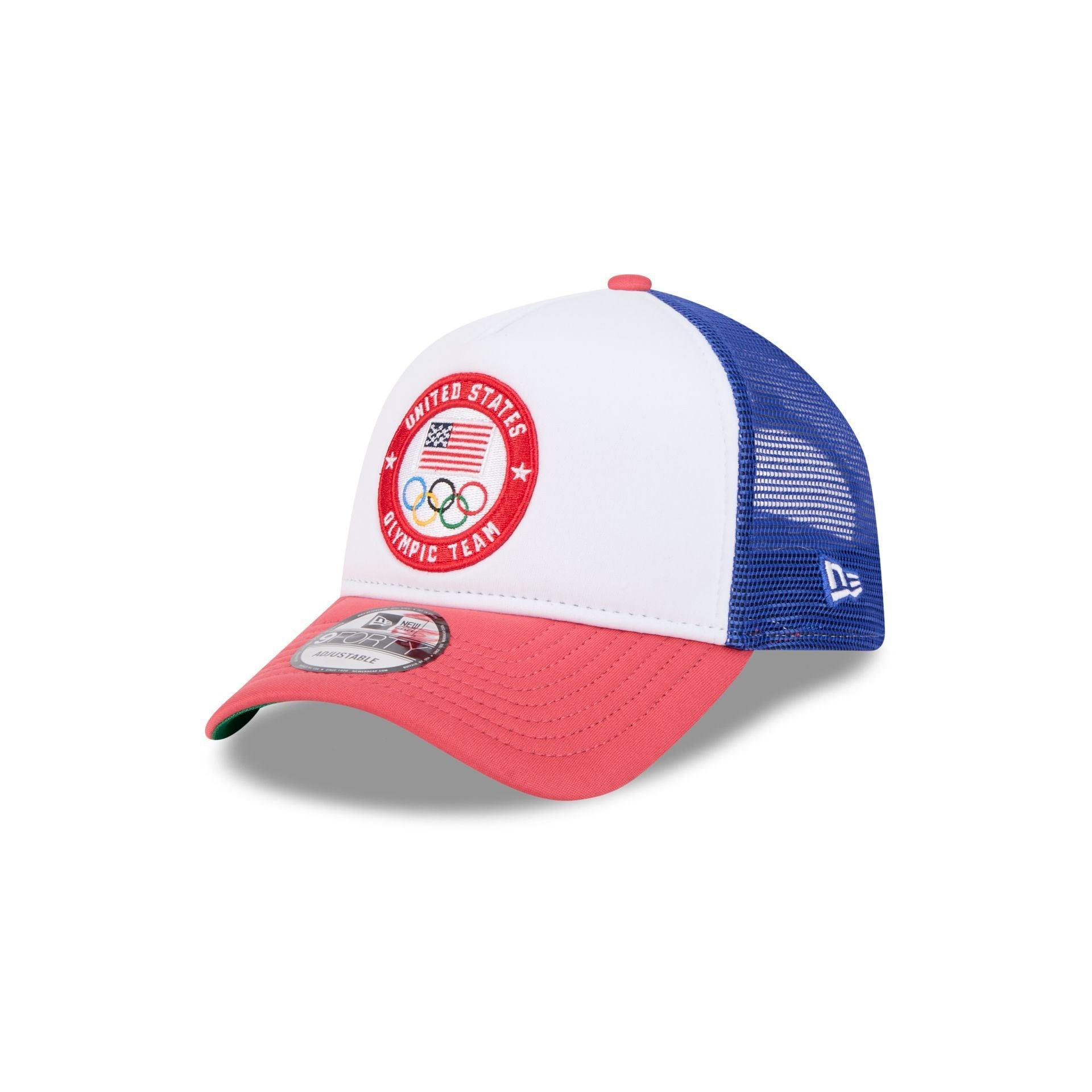 Team USA Olympics White 9FORTY A-Frame Trucker Hat Male Product Image