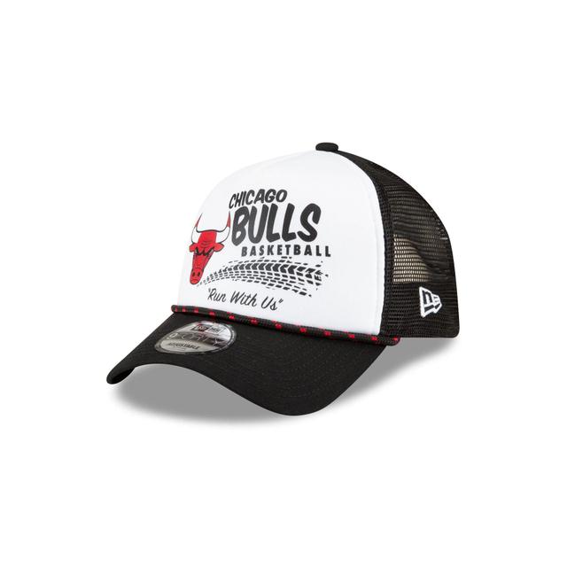 Chicago Bulls 2024 Rally Drive White 9FORTY A-Frame Trucker Hat Male Product Image