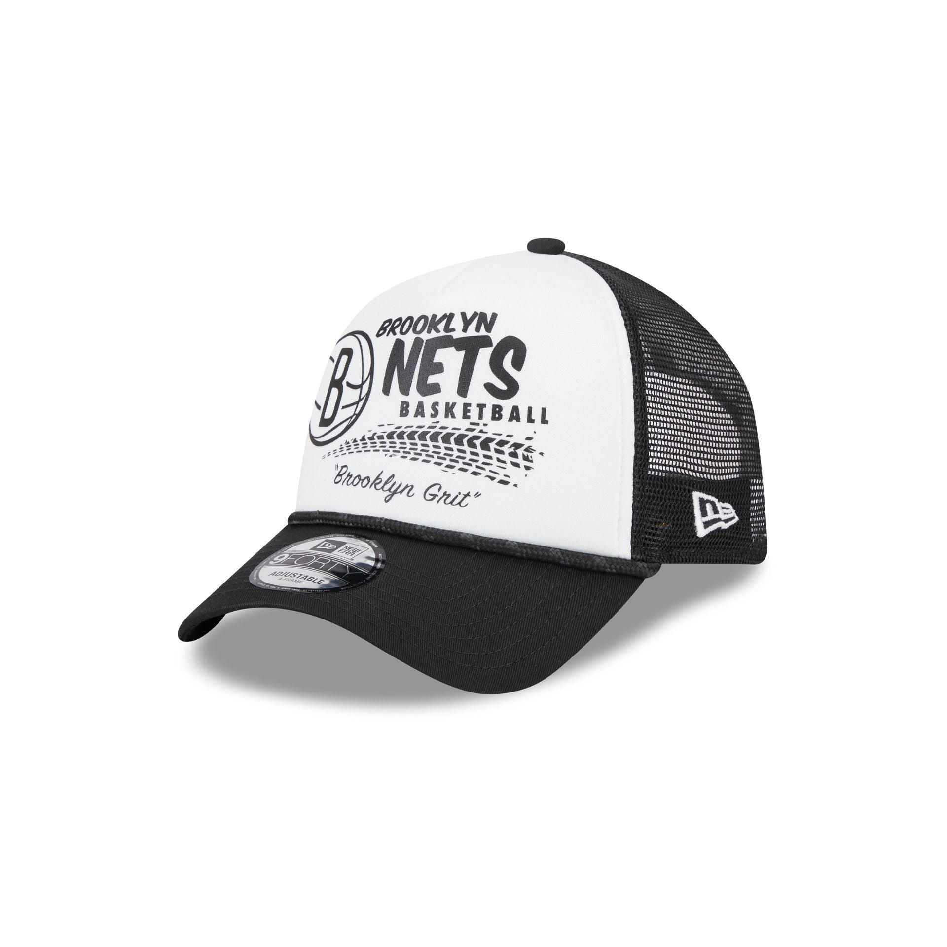 Brooklyn Nets 2024 Rally Drive White 9FORTY A-Frame Trucker Hat Male Product Image