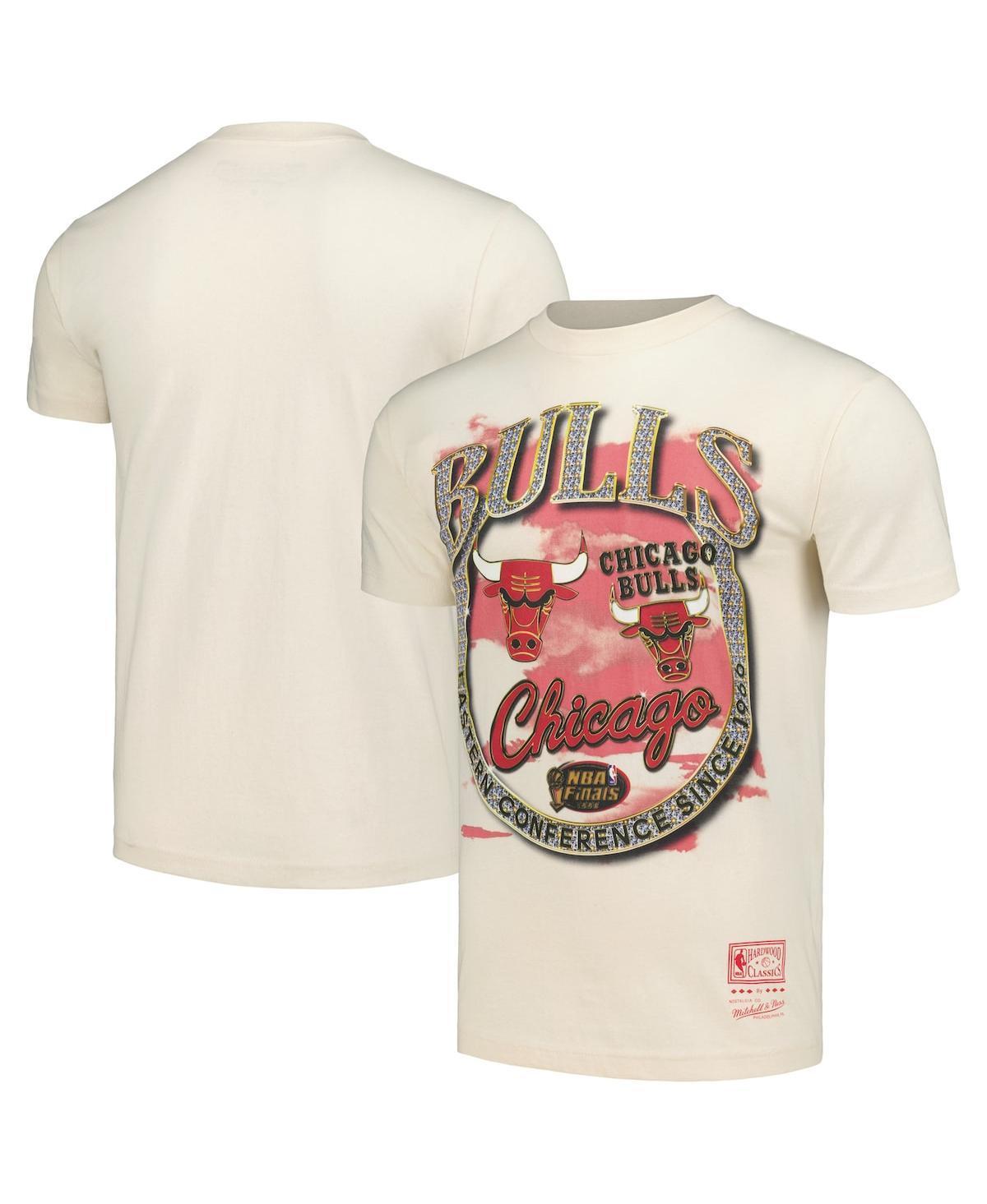 Mitchell & Ness Mens Tan Chicago Bulls Hardwood Classics Vintage-like Soul Crown Jewels T-Shirt Product Image