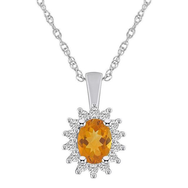 Alyson Layne 14k Gold Oval Citrine & 1/3 Carat T.W. Diamond Halo Pendant Necklace, Womens Product Image