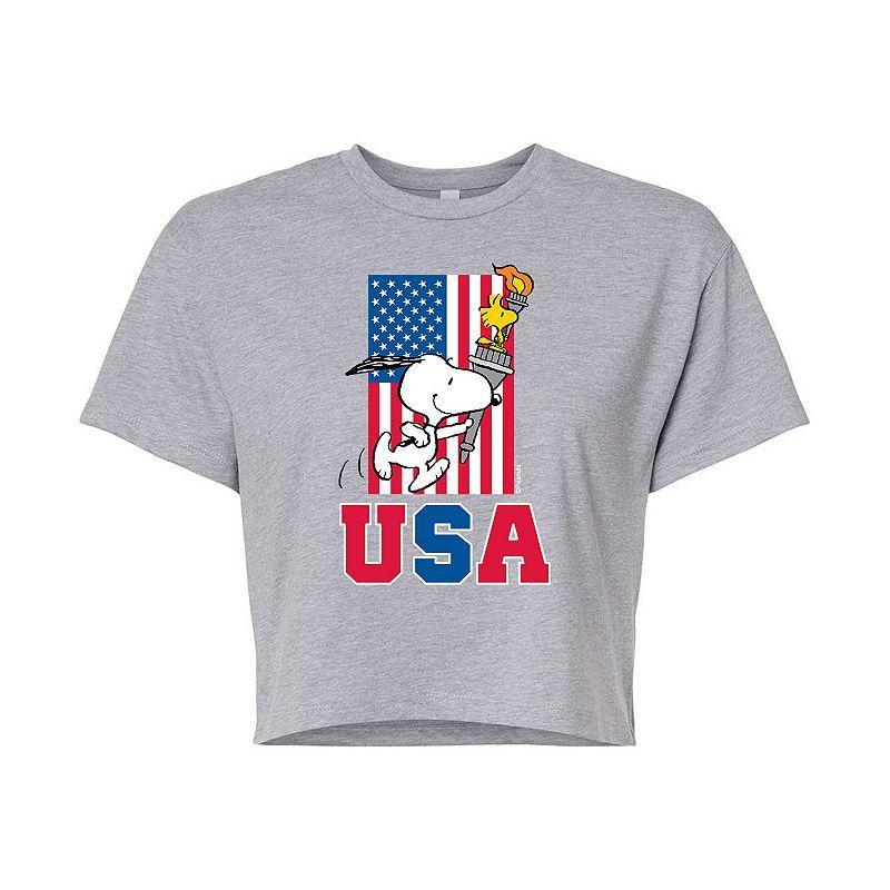 Juniors Peanuts USA Torch Cropped Tee, Girls Product Image