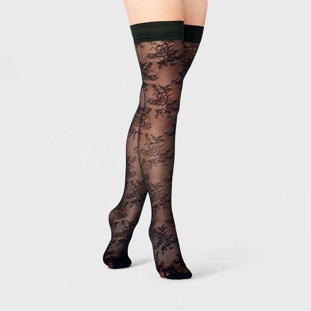 Womens Dainty Spring Floral Mesh Thigh Highs - A New Day Product Image