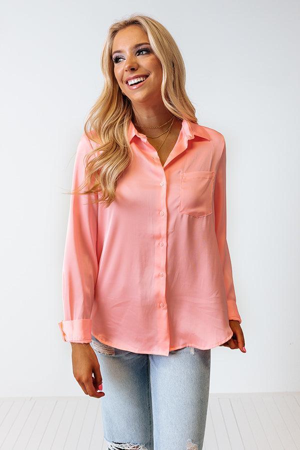 Once In A Lifetime Satin Top In Neon Pink Product Image