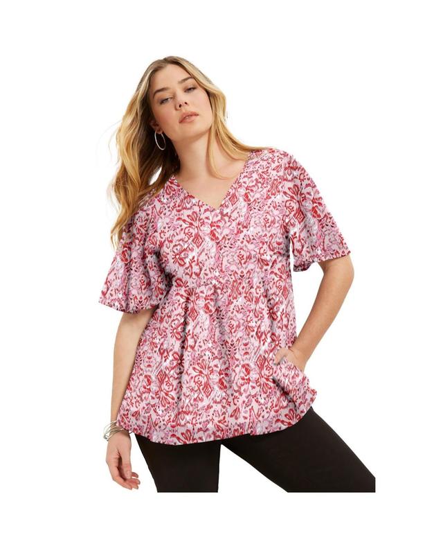 June + Vie Womens June + Vie Faux Wrap Fit-And-Flare Top Product Image