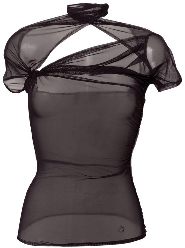 asymmetric draped mesh top Product Image