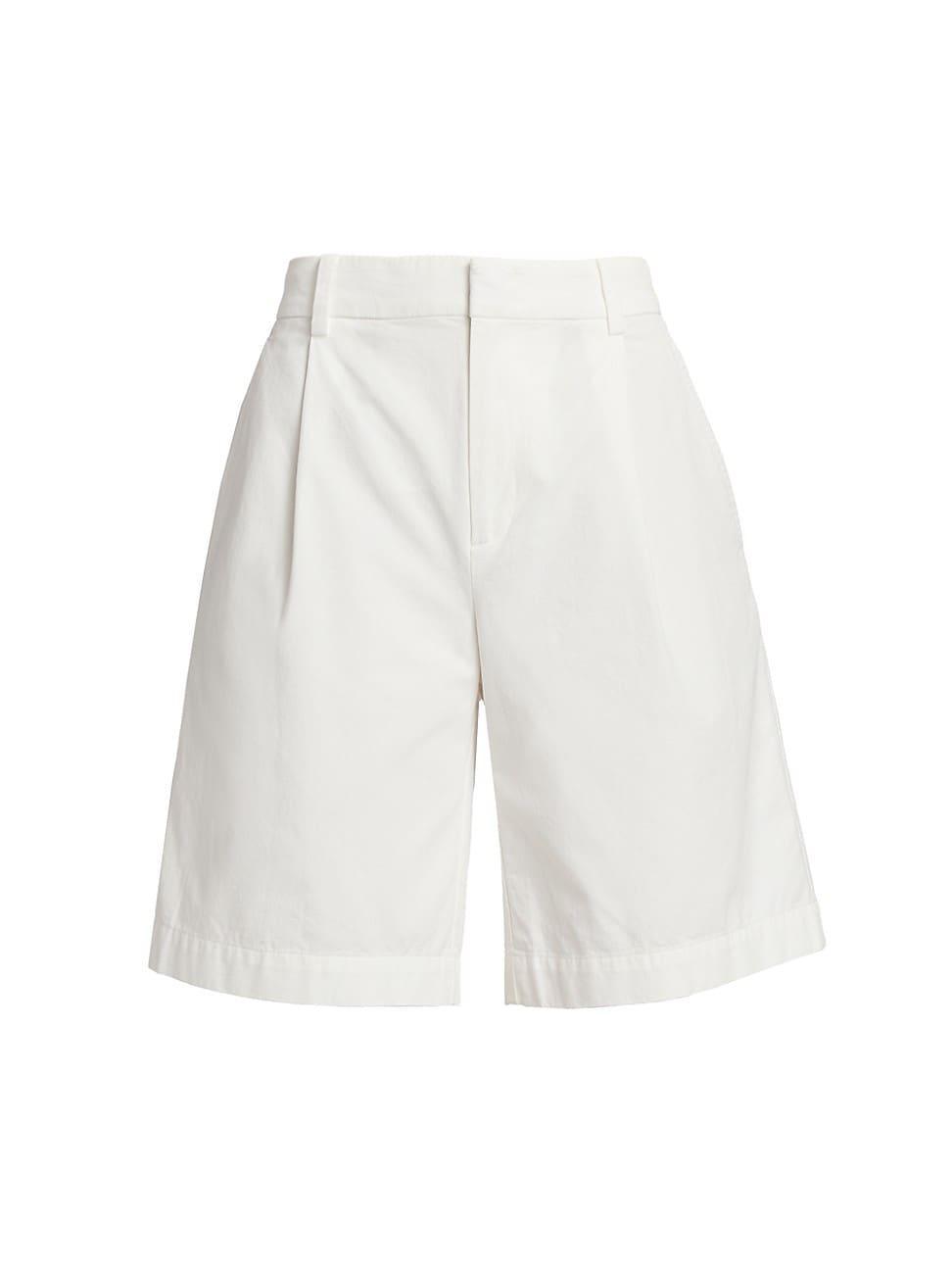 Washed Cotton Pleated Wide-Leg Shorts Product Image