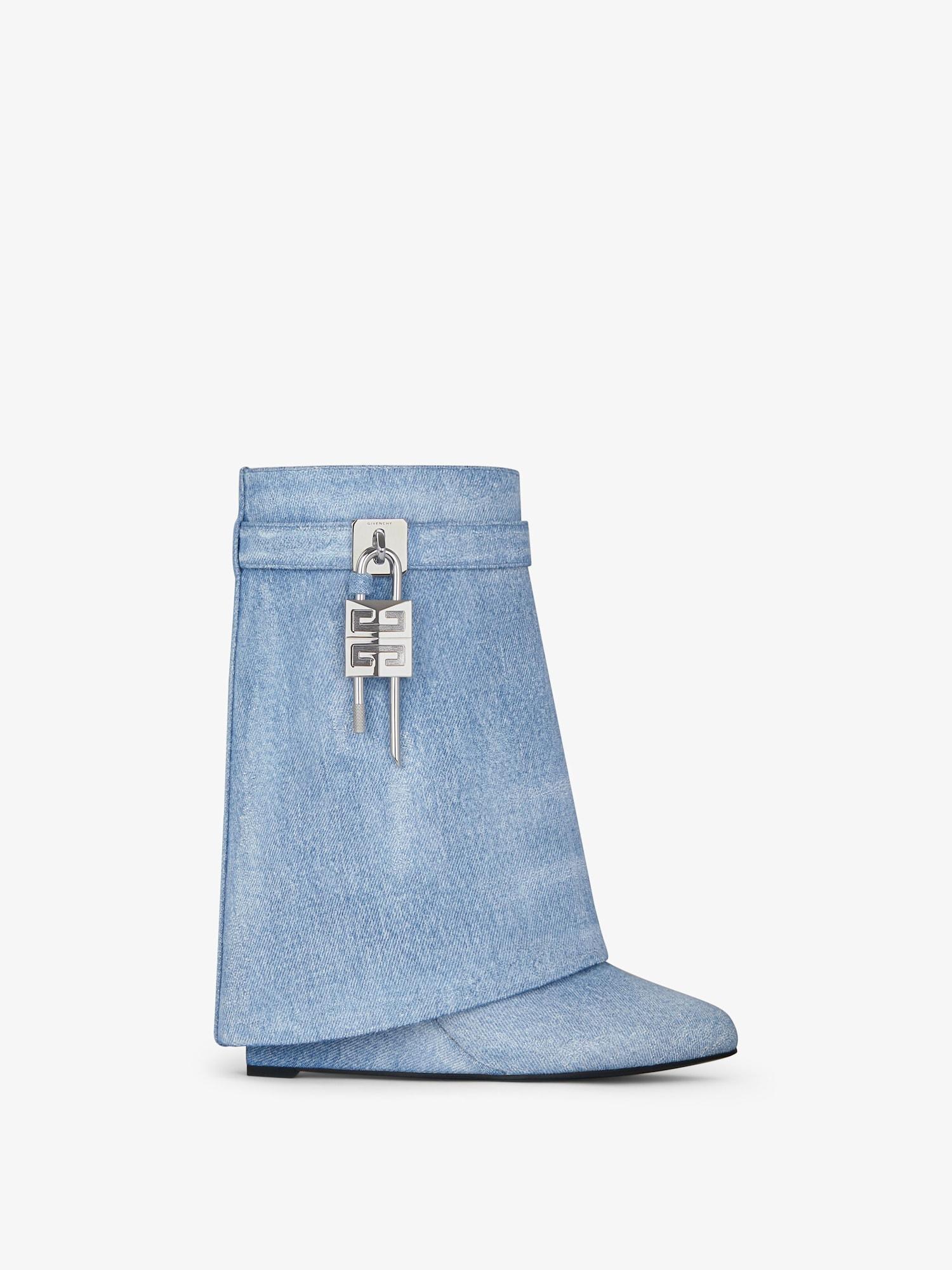 Shark Lock ankle boots in washed denim product image