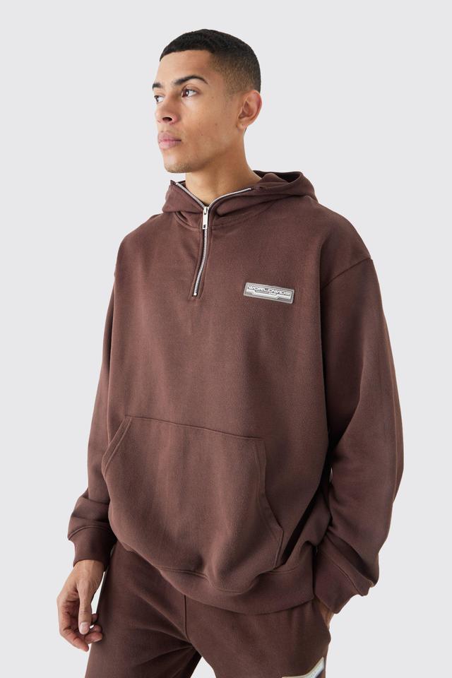 Oversized 1/4 Zip Washed Loopback Hoodie | boohooMAN USA Product Image