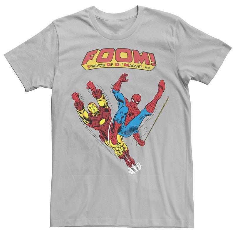 Mens Marvel FOOM Iron Man & Spider-Man Action Pose Tee Silver Product Image