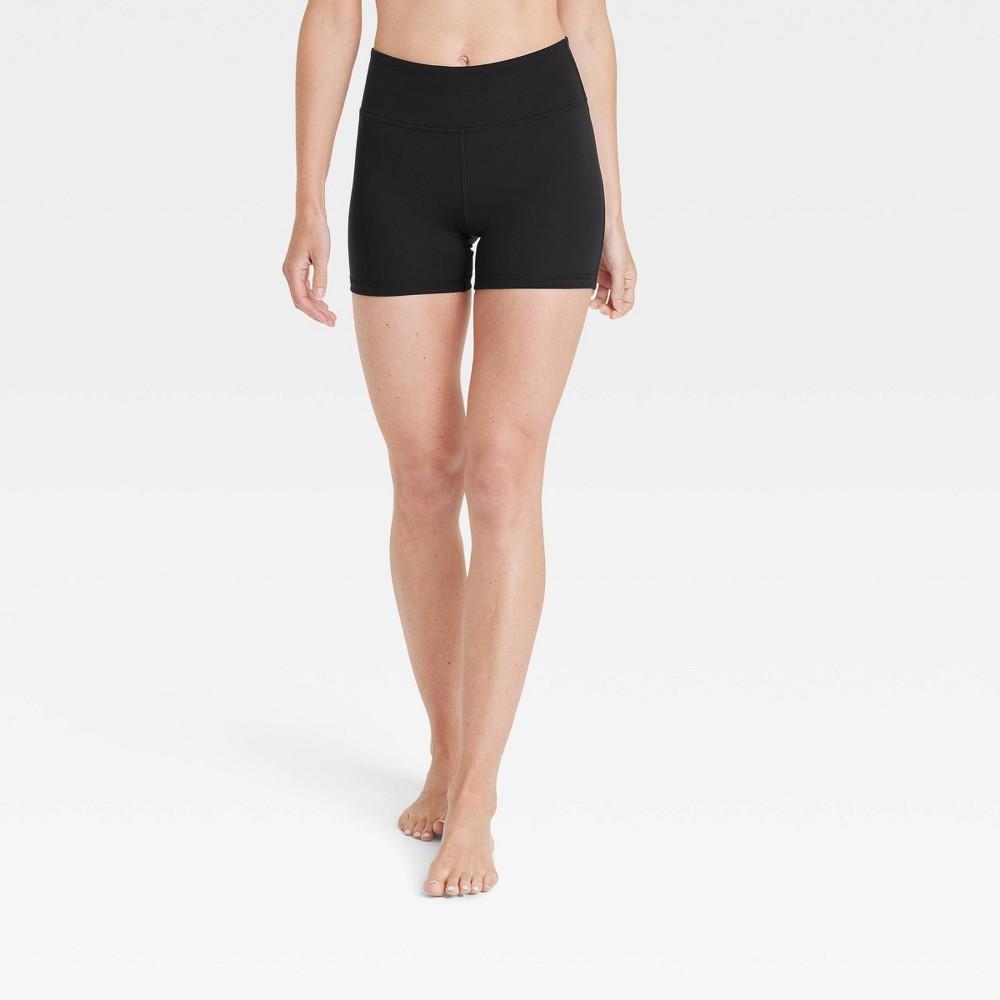 Womens Brushed Sculpt Mid-Rise Bike Shorts 4 - All In Motion Black L product image