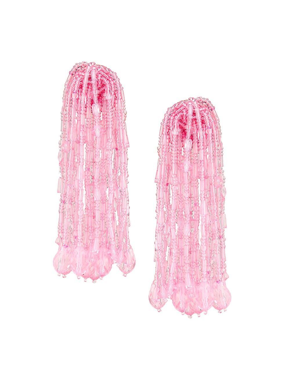 Womens Pompon Goldtone & Glass Beaded Clip-On Tassel Earrings Product Image