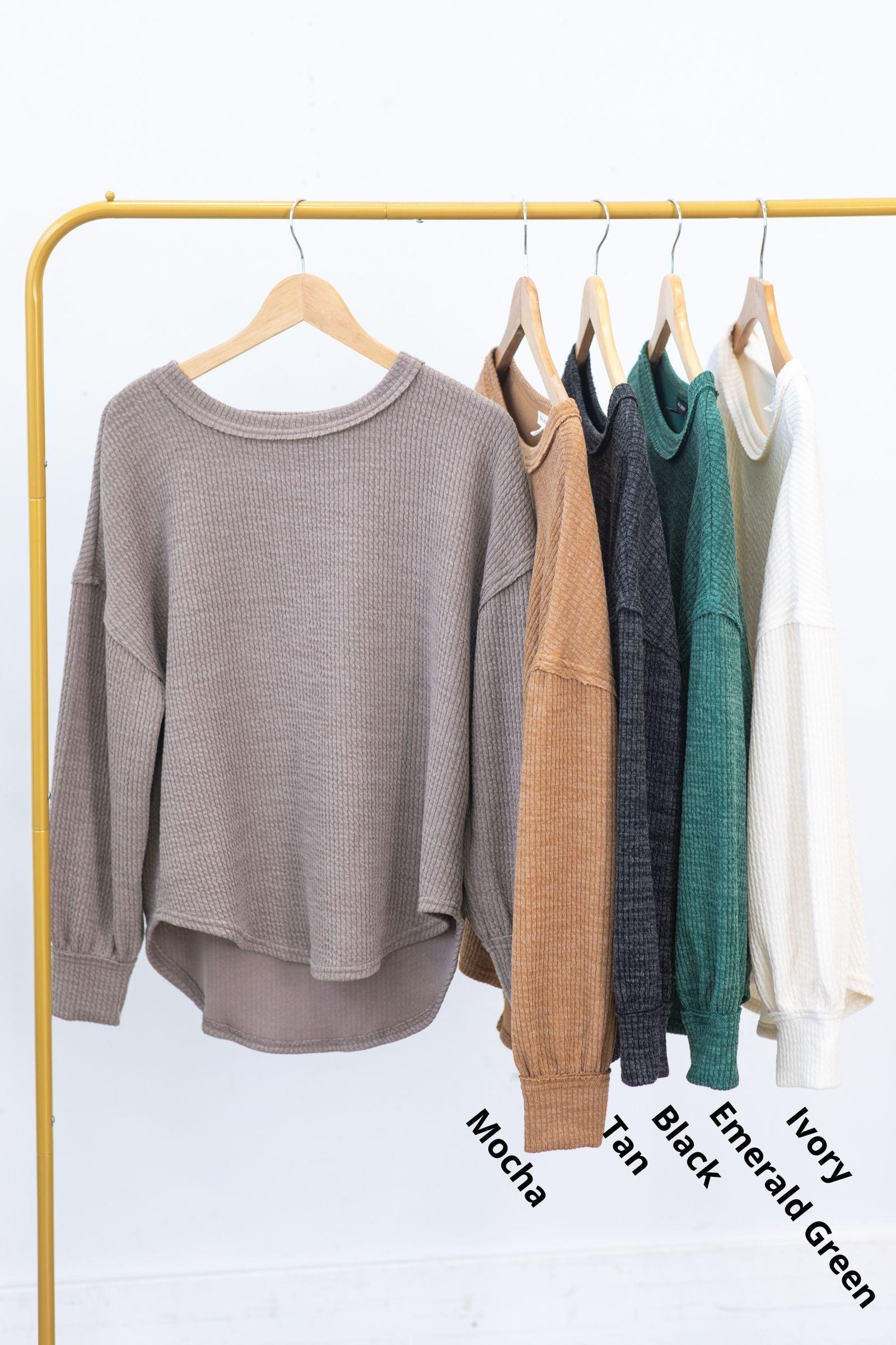 Drop Shoulder Long Sleeve Knit Top Product Image