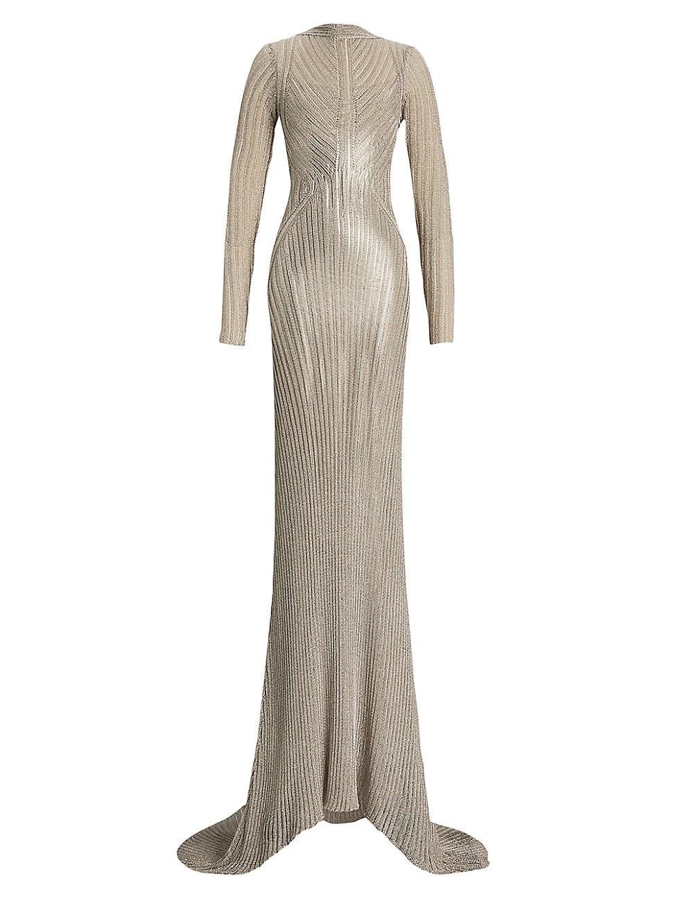 Womens Metallic Knit Gown Product Image