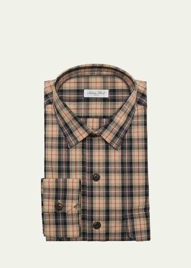 Mens Plaid Flannel Casual Button-Down Shirt Product Image