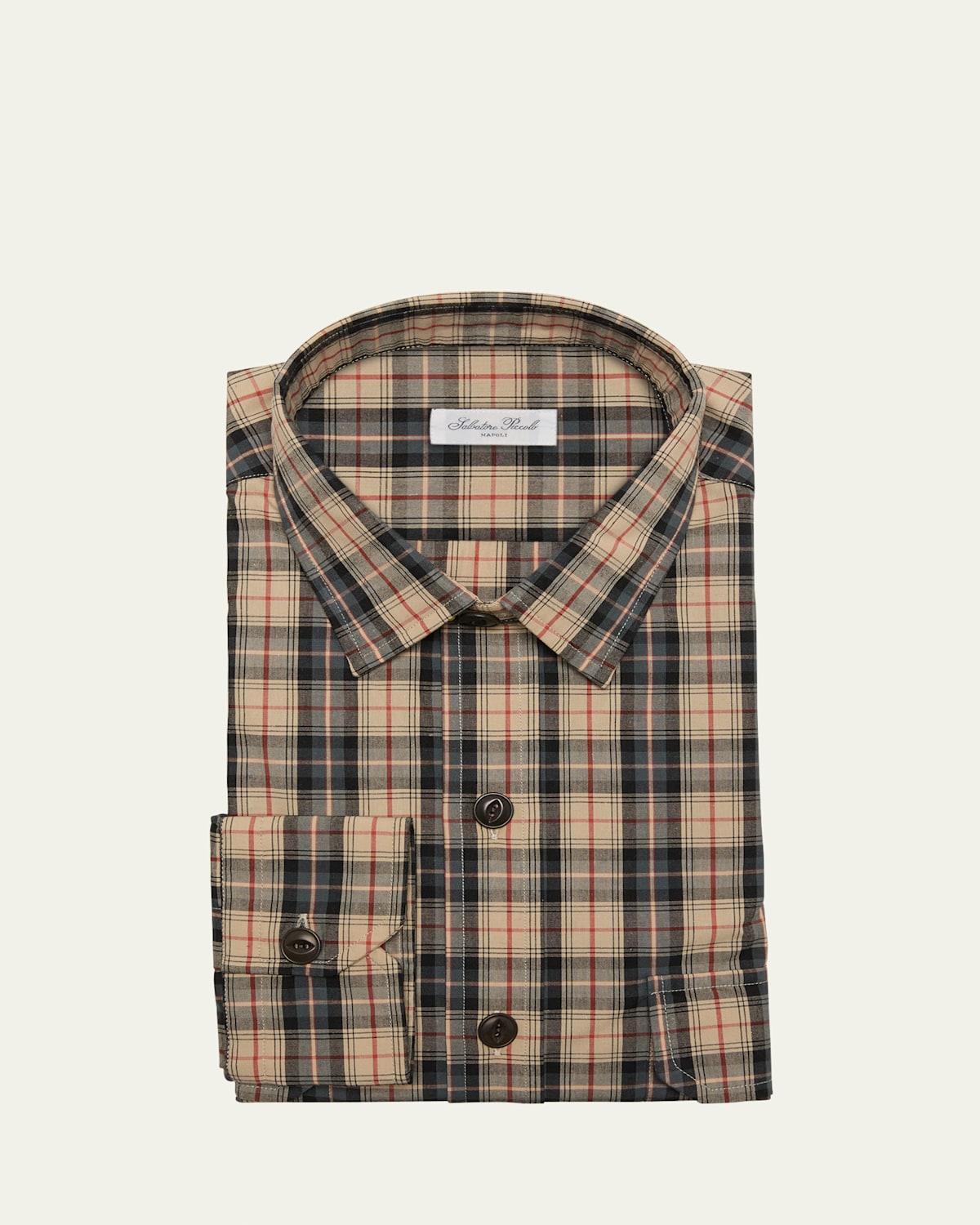 Mens Plaid Flannel Casual Button-Down Shirt Product Image