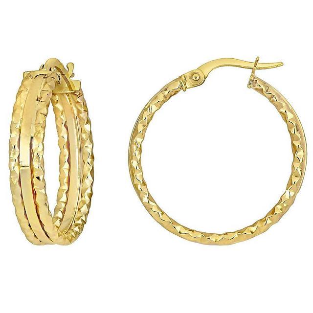 Stella Grace 10k Gold Triple Row Textured Hoop Earrings, Womens, Yellow Product Image