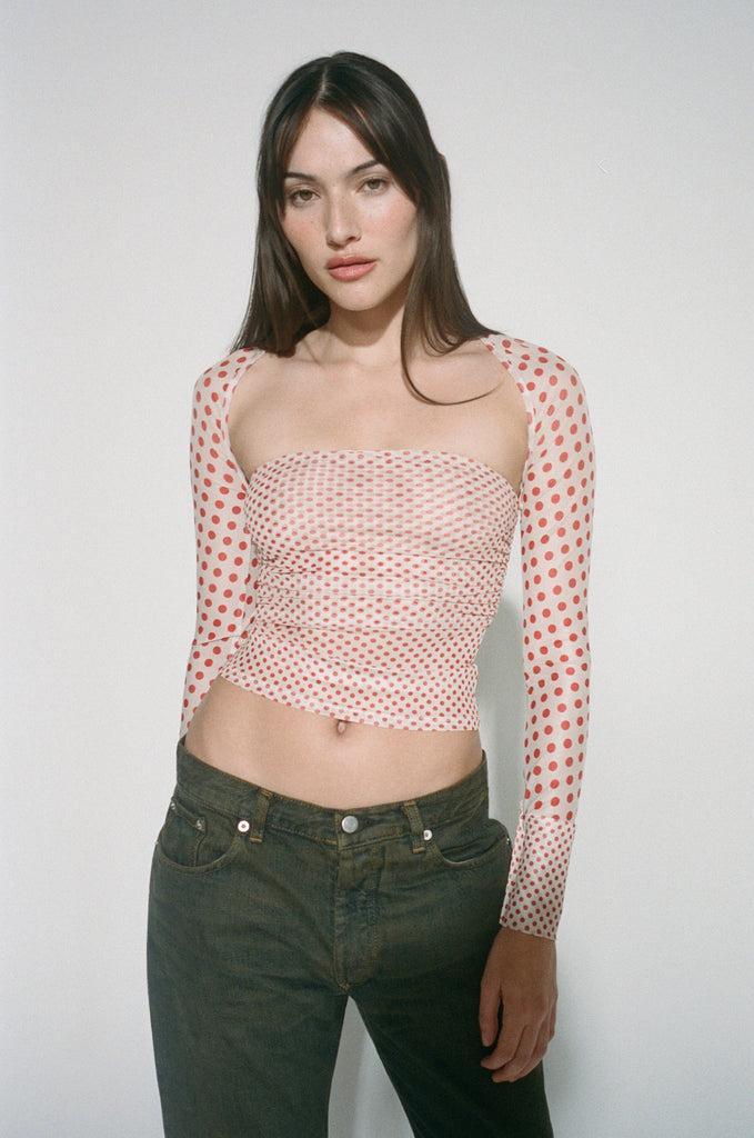 IRIS TOP - WHITE POLKA DOT — WHITE POLKA DOT / XS Product Image