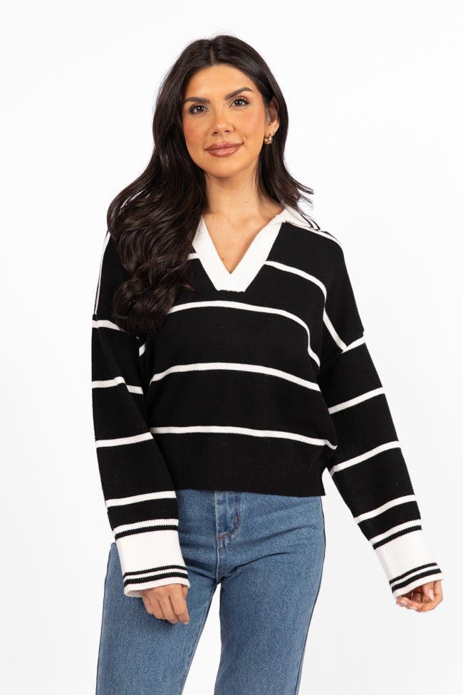 Imagine That Black Striped Collared Sweater Product Image