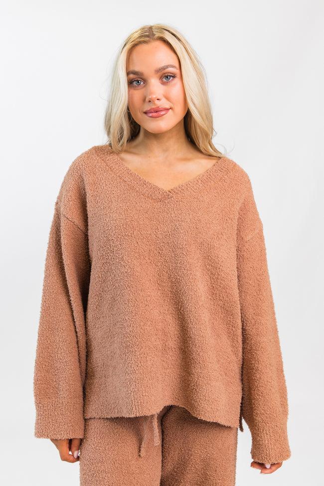 Dawn Teddy Fuzzy V-Neck Sweater Product Image