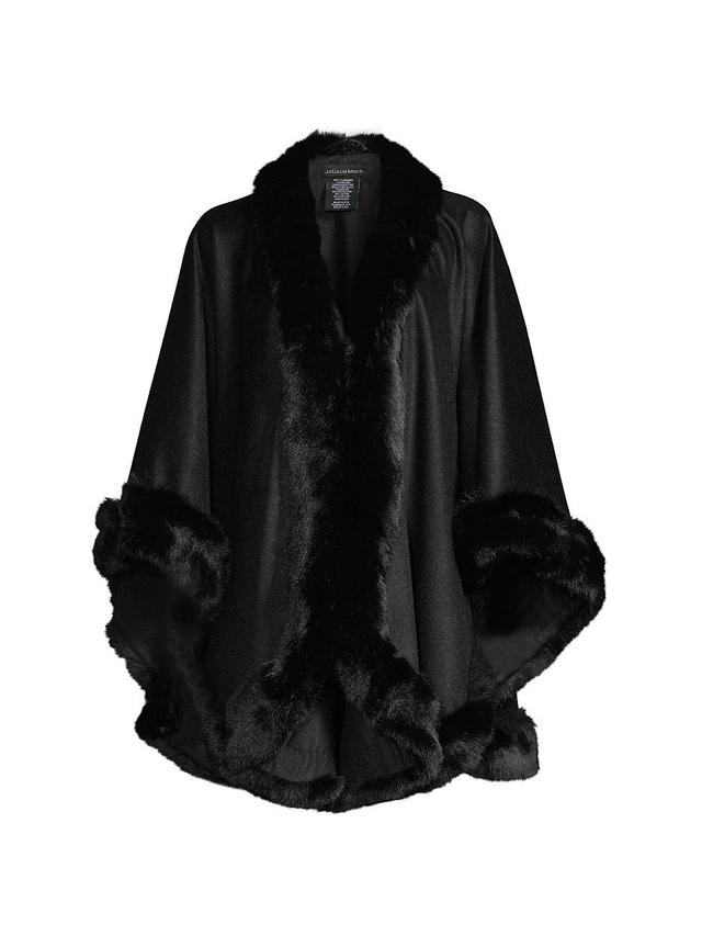 Cashmere Cape With Faux Fur Trim Product Image