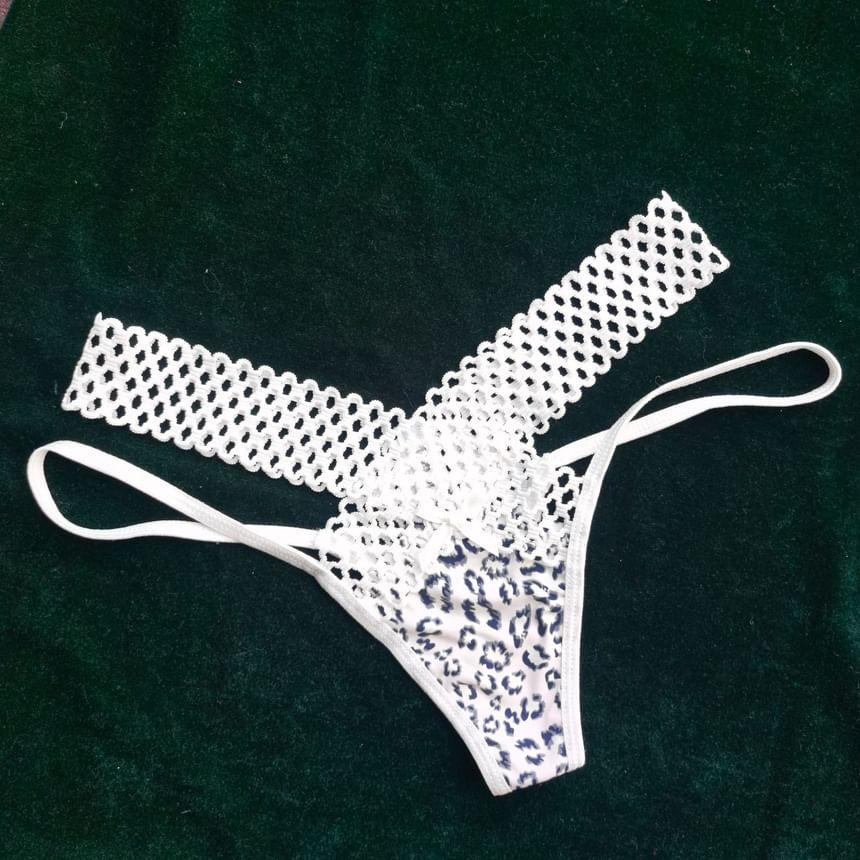 Lace Trim Bow Thong Product Image