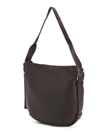 Leather Large Top Zip Hobo With Strap for Women Product Image