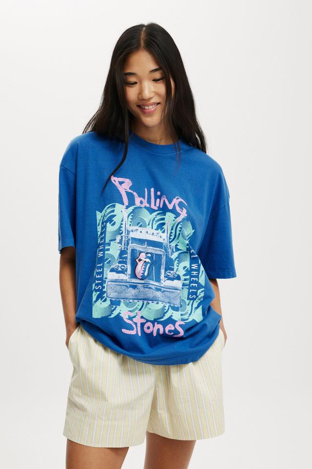 Cotton On Women - Rolling Stones Music Boxy Graphic Tee - Lcn br rs steel wheel/ blue moon Product Image