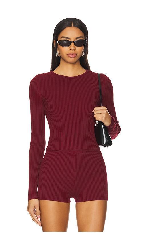 Lovers and Friends Aine Knit Crewneck in Burgundy Product Image