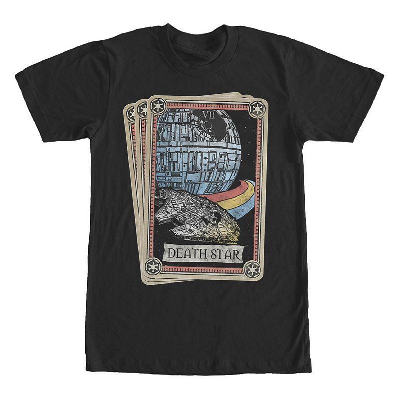 Mens Star Wars Death Star Millennium Falcon Tarot Card Style Tee Product Image