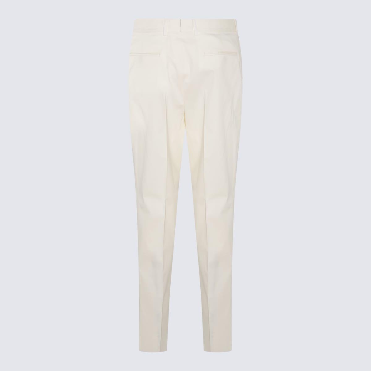 ZEGNA White Cotton Blend Trousers In 6r Product Image