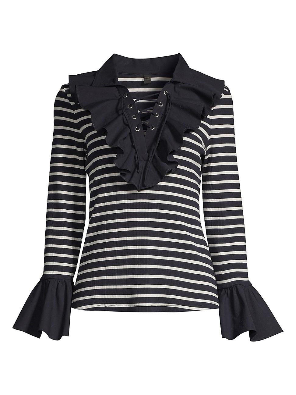 Womens Coquillage Striped Lace-Up Top Product Image