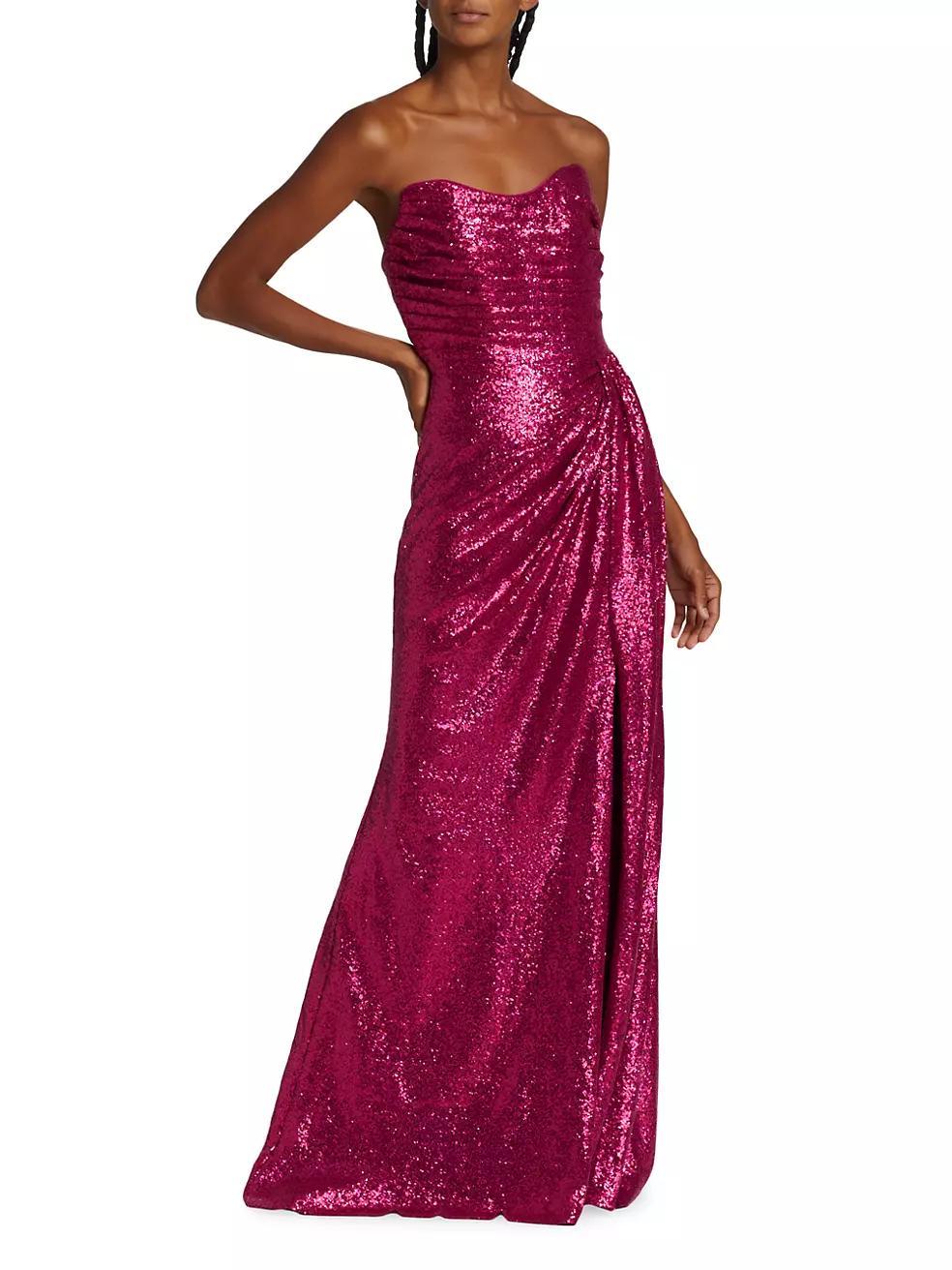 Strapless Sequin Draped Gown Product Image