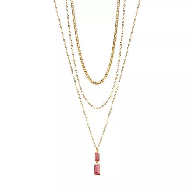 LC Lauren Conrad Gold Tone 3 Row Pendant Necklace, Womens, Pink Product Image