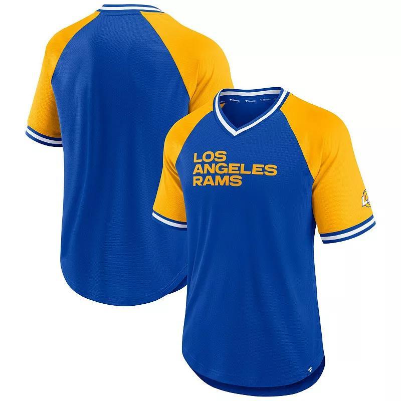 Mens Fanatics Branded Royal Los Angeles Rams Second Wind Raglan V-Neck T-Shirt Product Image