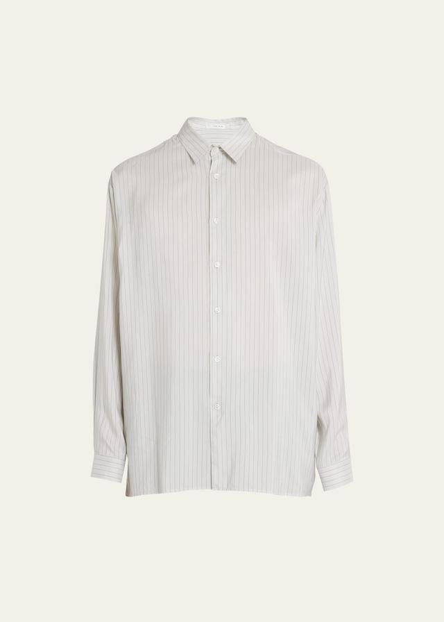 Mens Albie Striped Silk Dress Shirt Product Image